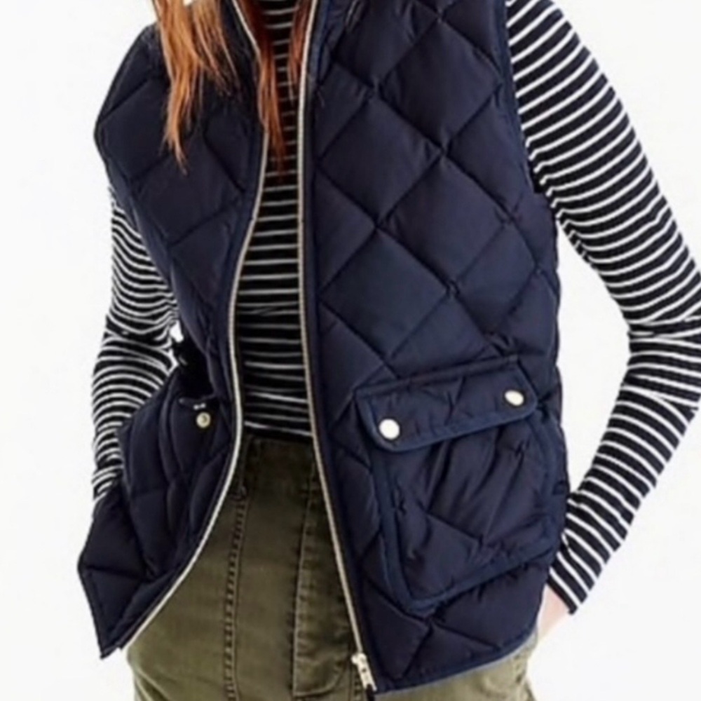 J. Crew Dark Blue Quilted Vest with Metallic Zipper
New without tags condition! - Picture 2 of 8
